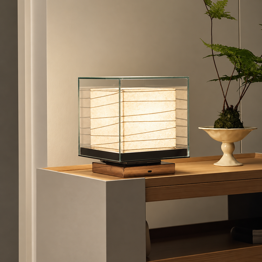 Japanese Style Paper & Glass Table Lamp