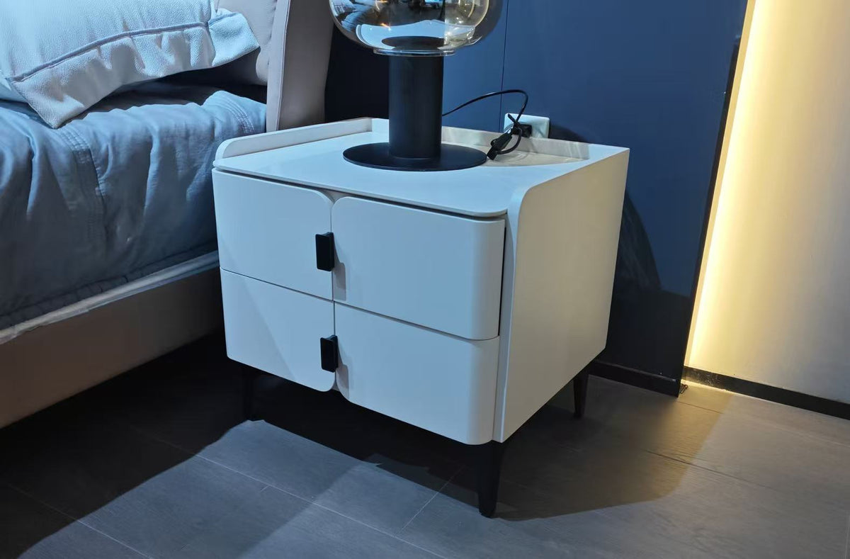 White Nightstand with Sintered Stone Top