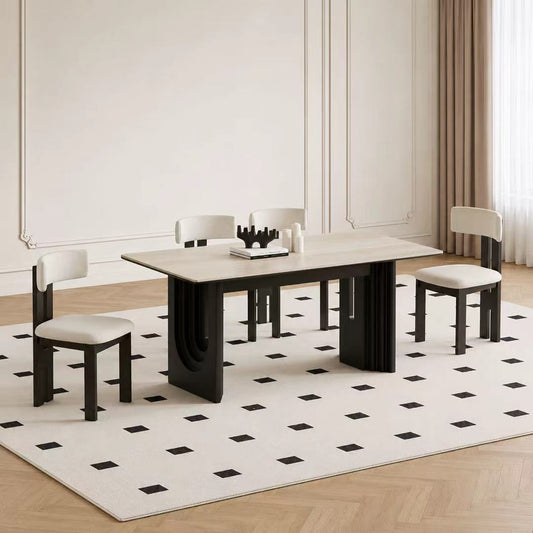 Mid-Century Dining Table Set with Solid Wood Legs