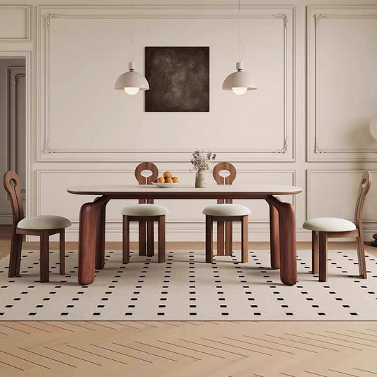 Solid Wood Sculpted Leg Dining Set