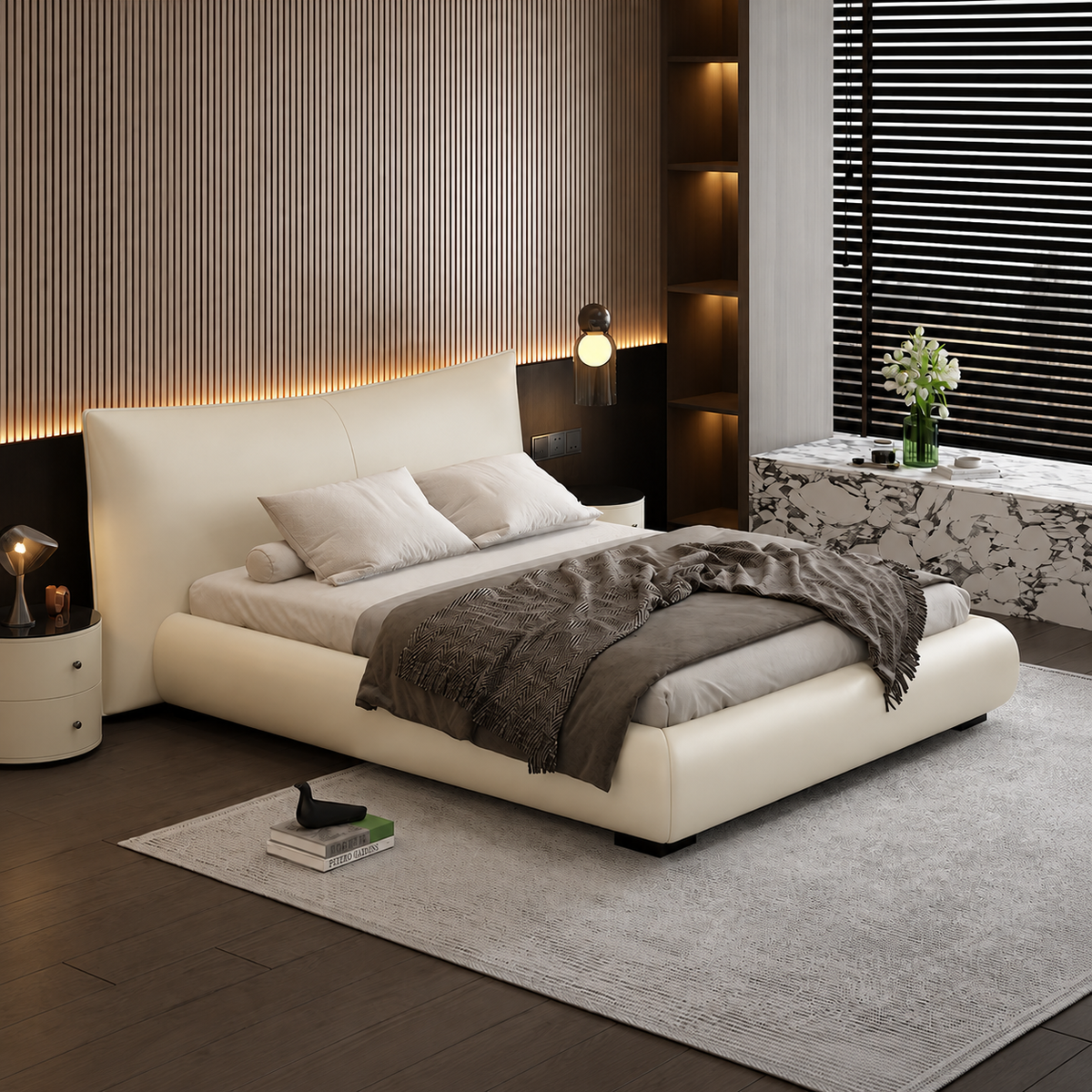 Aura Top Grain Leather Bed Frame