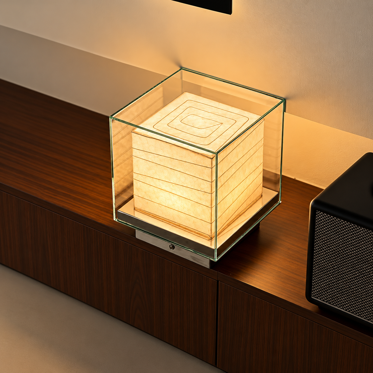 Japanese Style Paper & Glass Table Lamp
