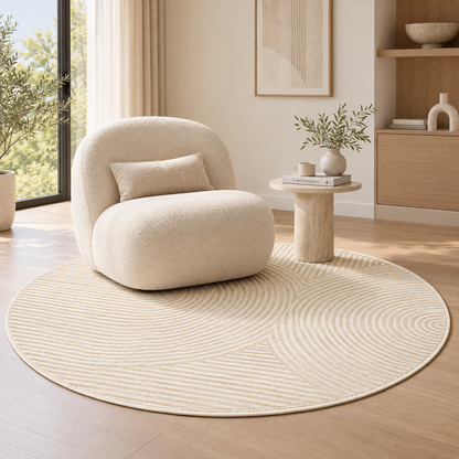 Creamy Round Area Rug - 47.2''