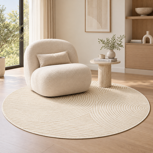 Creamy Round Area Rug - 47.2''