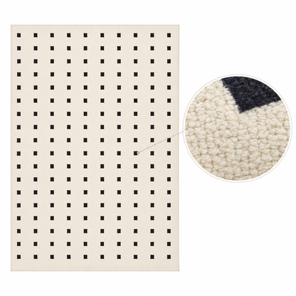 Checkered Wool Area Rug - Water & Stain Resistant
