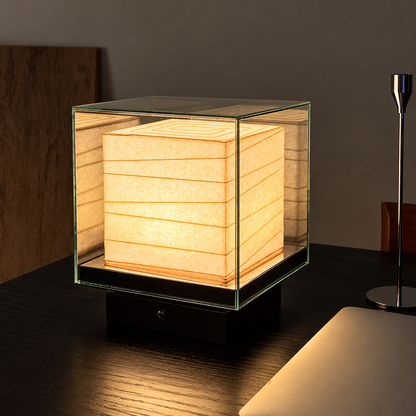 Japanese Style Paper & Glass Table Lamp