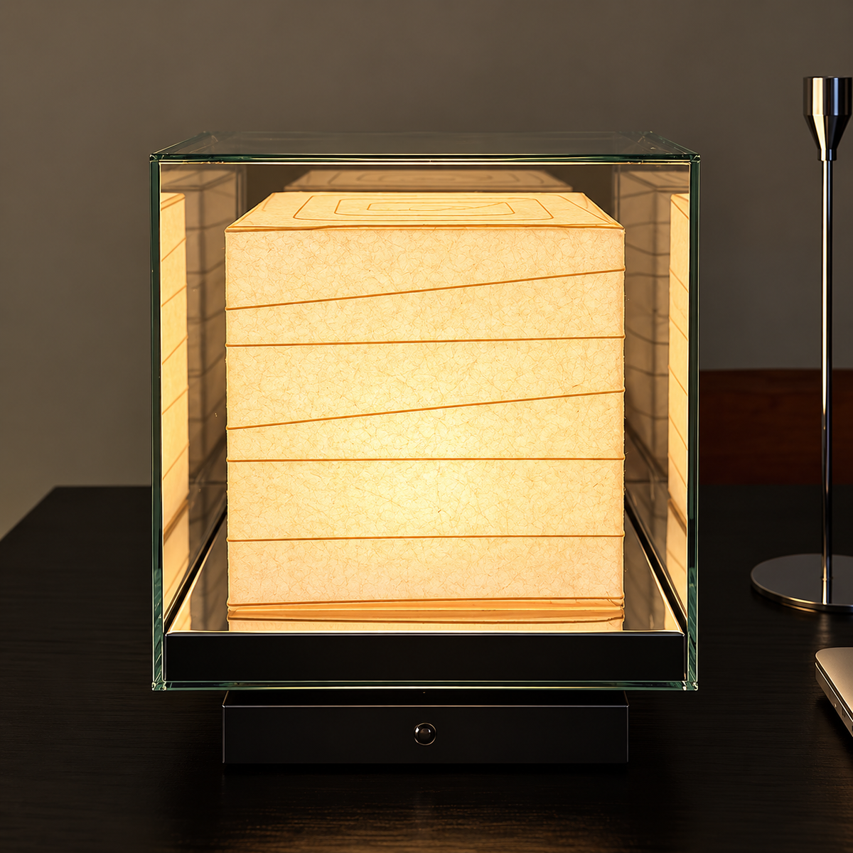 Japanese Style Paper & Glass Table Lamp