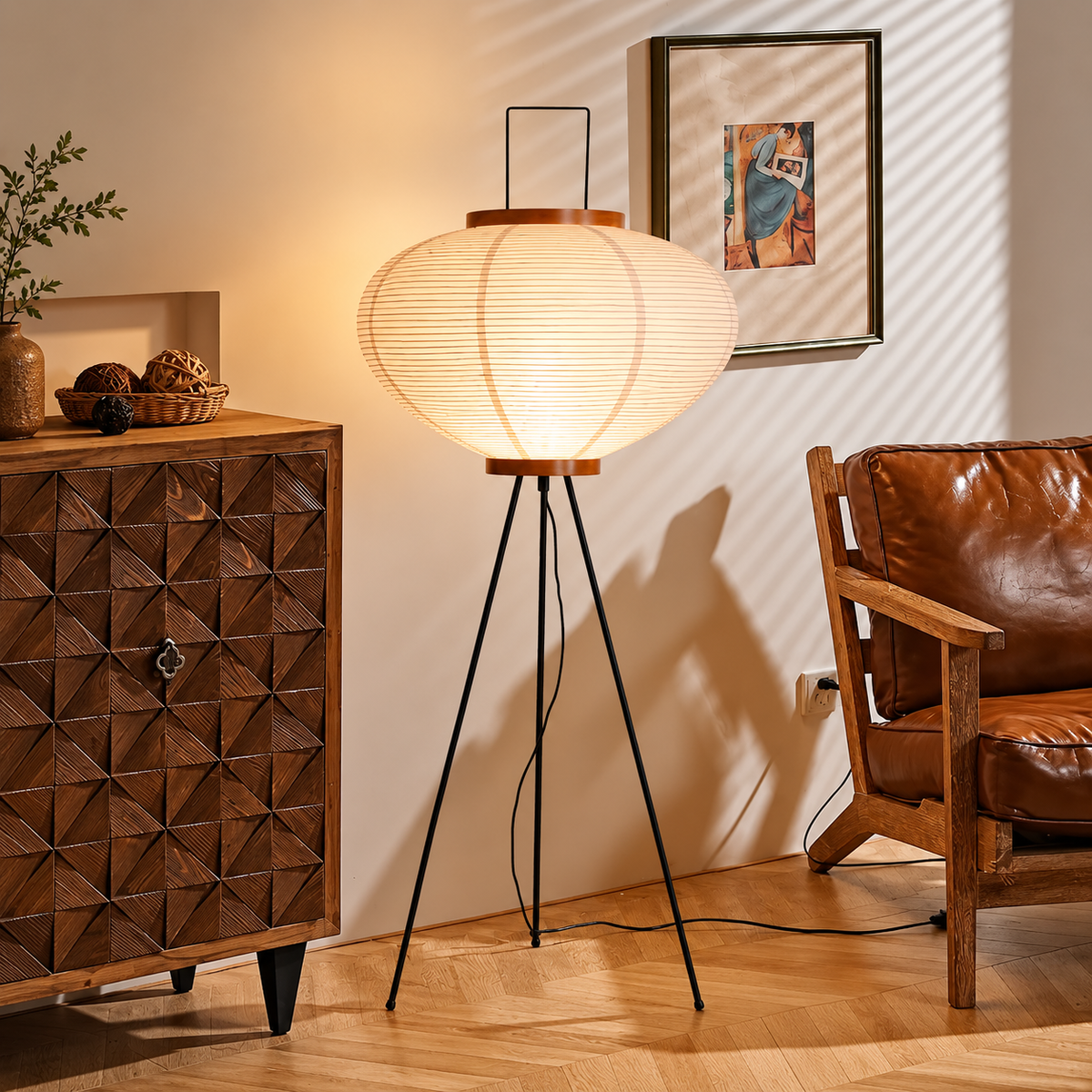 Japanese Style Rice Paper Floor Lamp