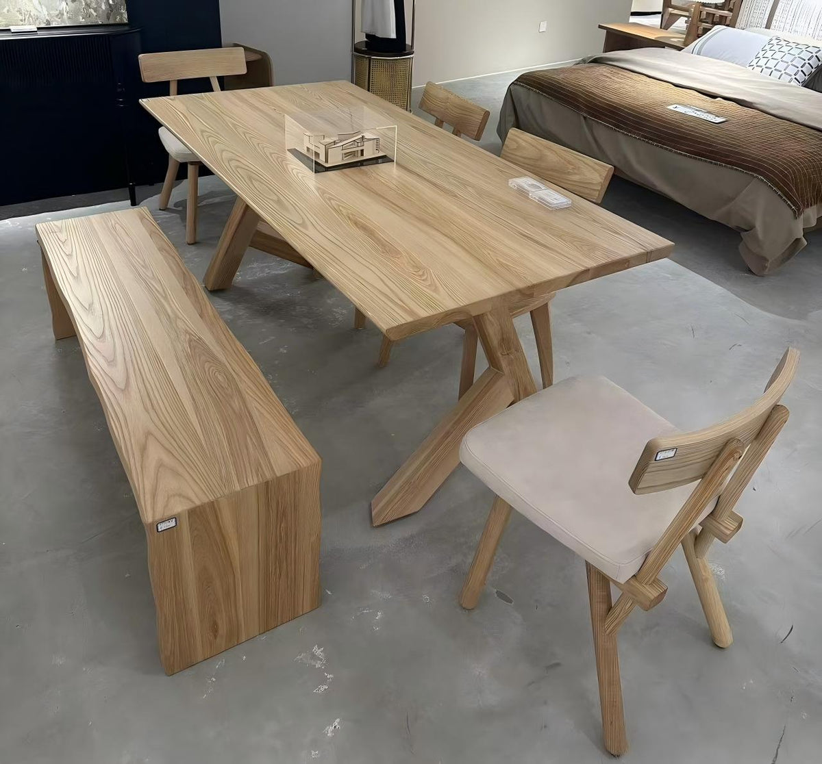 Natural Solid Wood Dining Bench