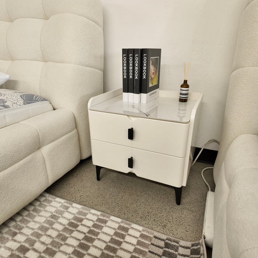 White Nightstand with  Sintered Stone Top