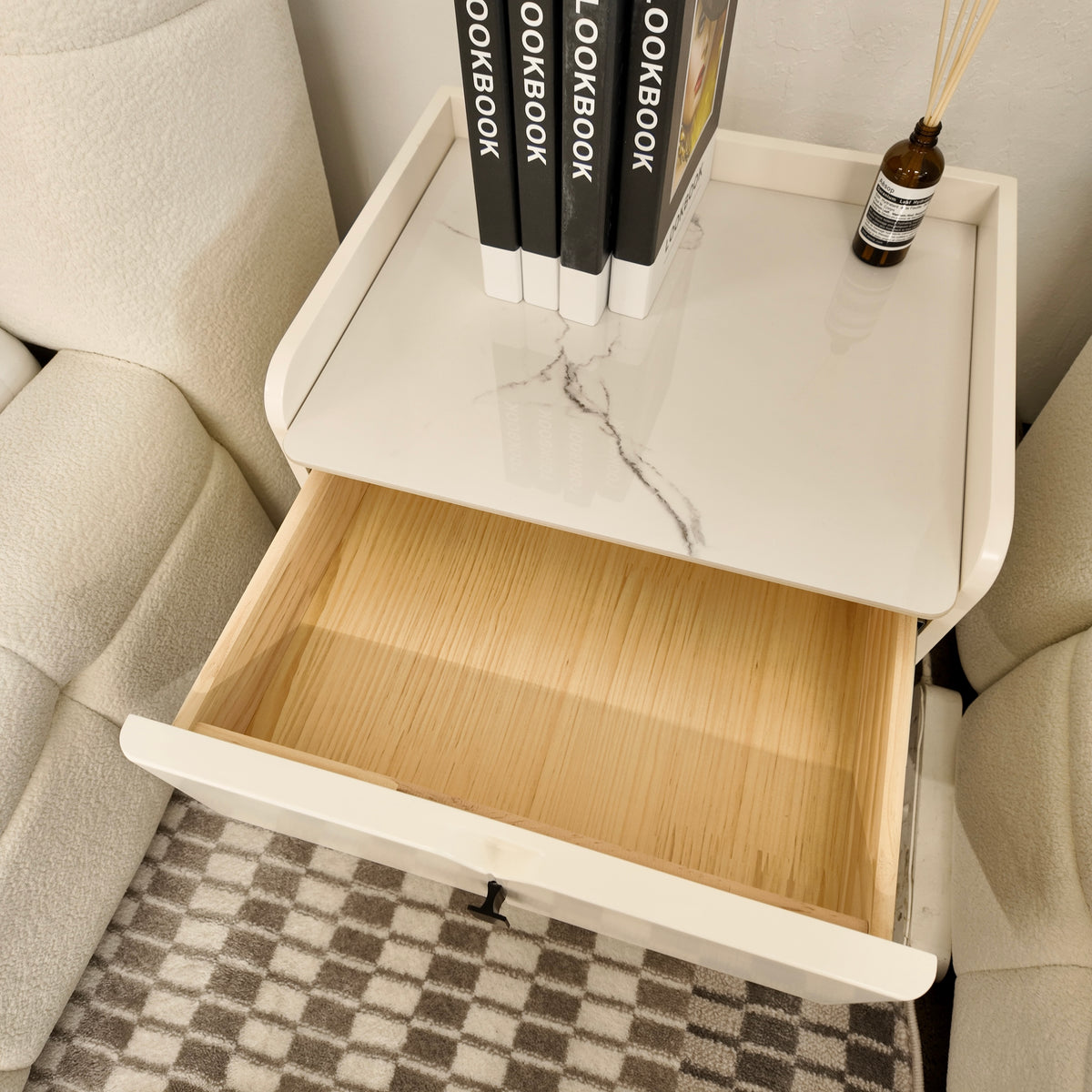 White Nightstand with  Sintered Stone Top